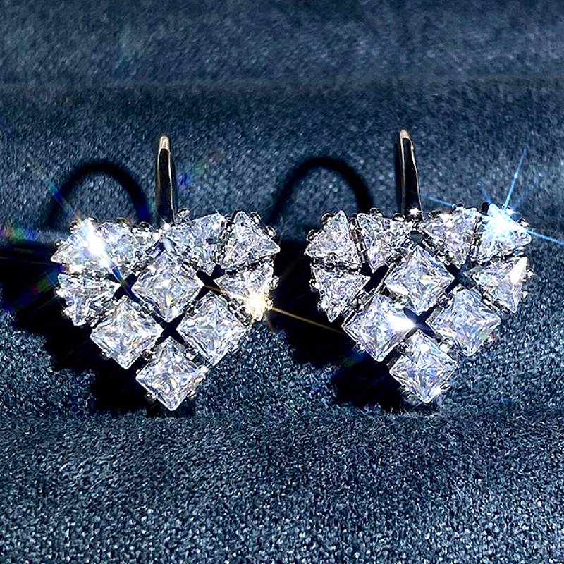 

Huitan Romantic Heart Shaped Women Trendy Drop Earrings Full Shining CZ Wedding Engagement Elegant Accessories Versatile Zircon