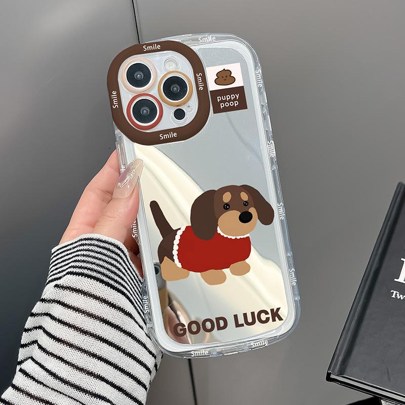 Happy Bunny for IPhone16promax Cream Mirror Phone Case Oil 13 Brand New 15 Cartoon