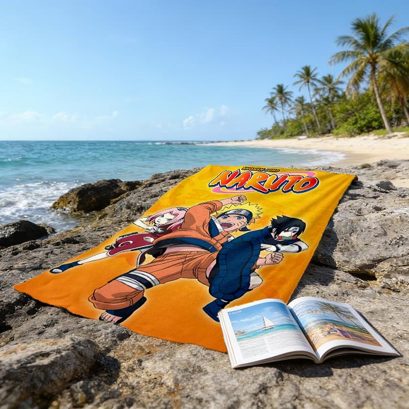 1pc NARUTO Beach Towel, Beach and Seaside Swimming Pool Equipment, Fashion Pattern, Rectangular, Travel Essentials