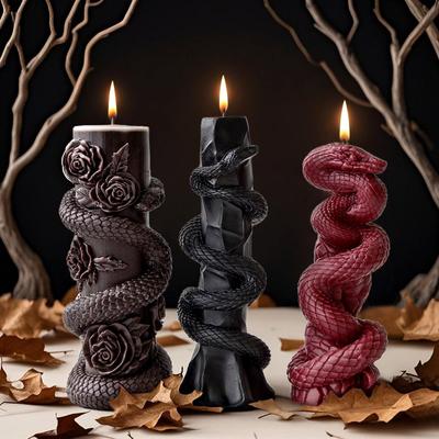 Κερί Κολόνα Σχέδιο Φιδιού για Κατασκευή DIY Halloween Δημιουργικό Αρωματικό Κερί Σιλικόνης Γύψου Καλούπι Υλικά για Χειροποίητη Κατασκευή Κεριών