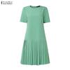 ZANZEA Lässiges Sommerkleid mit Rundhalsausschnitt und kurzen Ärmeln für Damen