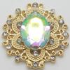 Wholesale 50Pc 24*28mm Mini Golden Metal Crystal Acrylic Button Diy jewelry Accessories FlatBack Base Settings Handmade Fitting