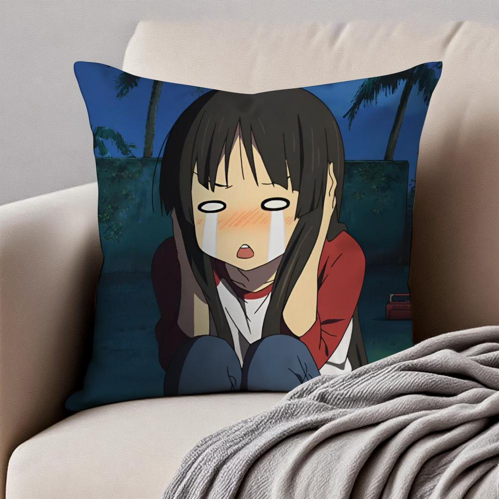 Funny Japanese Anime AAzumanga Daioh Cushion Cover Pillowcase Antidustmite Invisible Zipper Short Plush Sofa Cushion