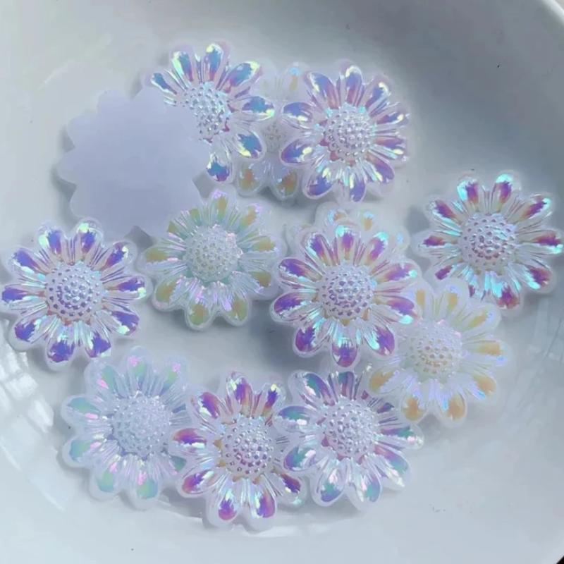 20 Pieces of 20mm Colorful Flower Shaped Rhinestone Flat Back Scrapbook Suitable for DIY Decoration, Jewelry Gift Decoration