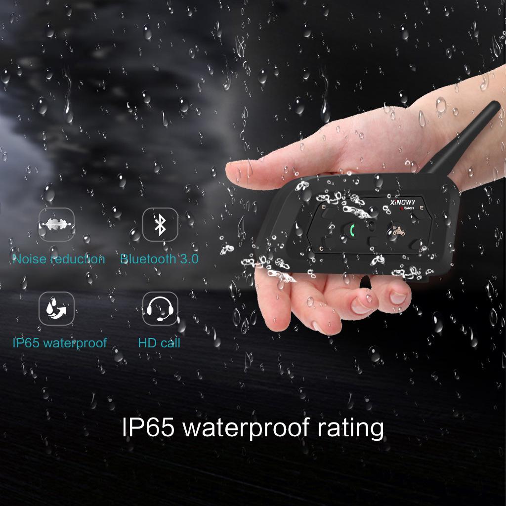 xinowyV6PRO Bluetooth Helmet Headset: Waterproof, Full-Duplex Intercom for 2 Riders