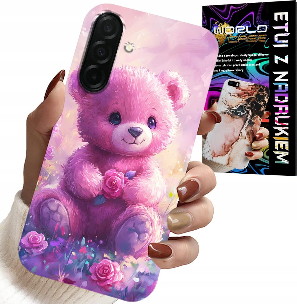 Etui Do Samsung Galaxy A36 5G - Słodki Miś Na Różowym Tle, Case + Szkło