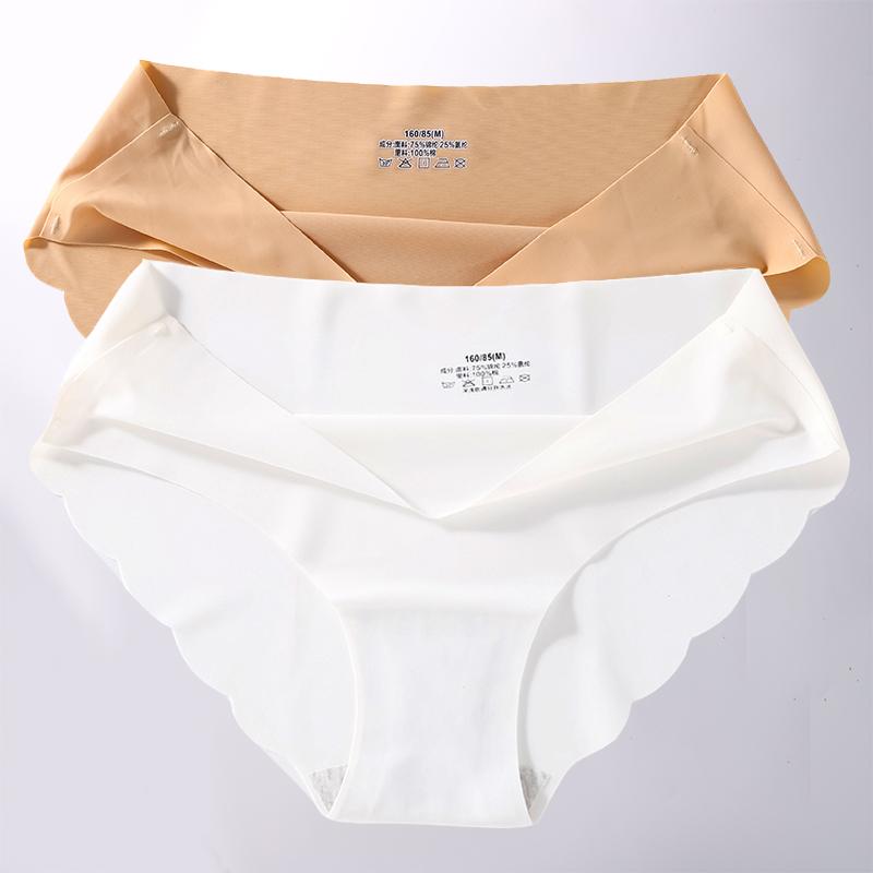 2 Stück/Set M-XL Nahtlose Eis-Seide Sexy Damen Slips Pantys 7 Unifarben Atmungsaktive Pantys Unterwäsche Für Mädchen Dessous