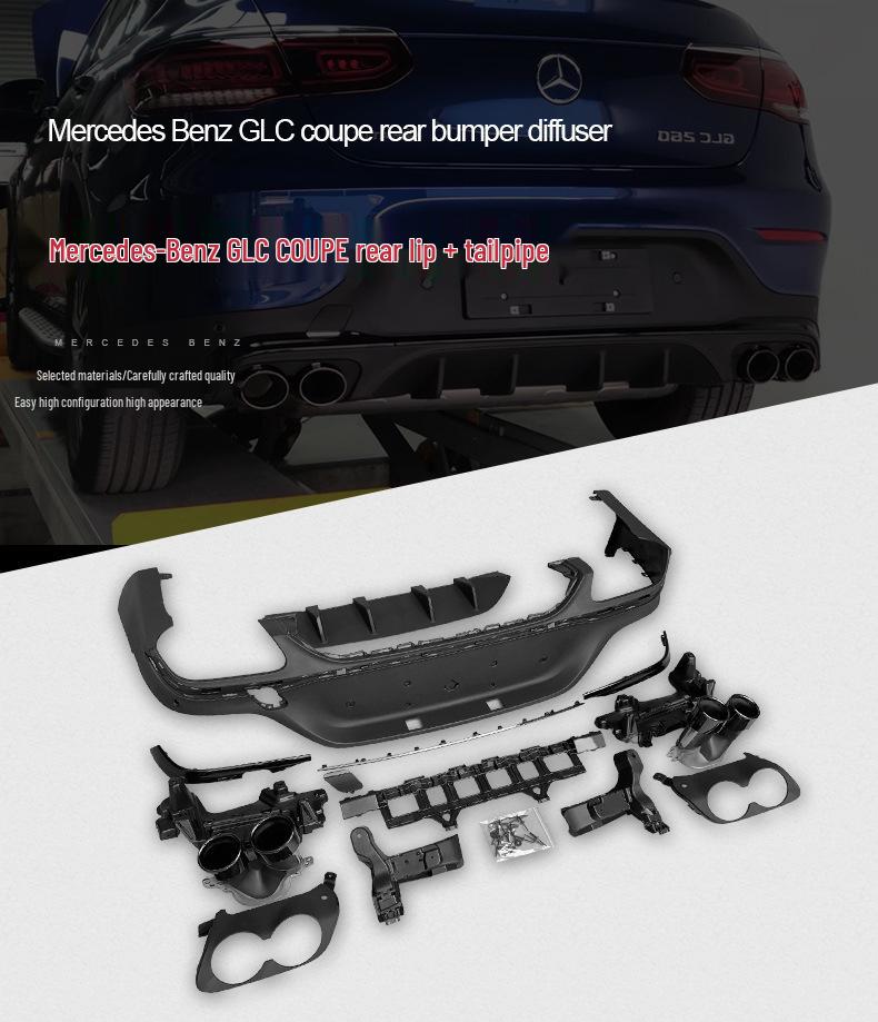 Mercedes-Benz GLC Coupe C43 Style 4-Outlet Rear Lip Stainless Steel Tailpipe