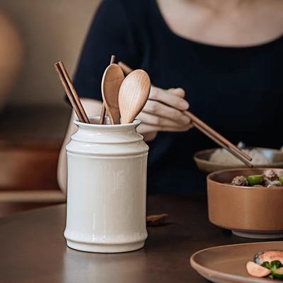 Keramik-Utensilienhalter im japanischen Stil - Mehrzweck-Küchenaufbewahrungsglas für Stäbchen & Besteck, Moderner Esszimmer-Organizer