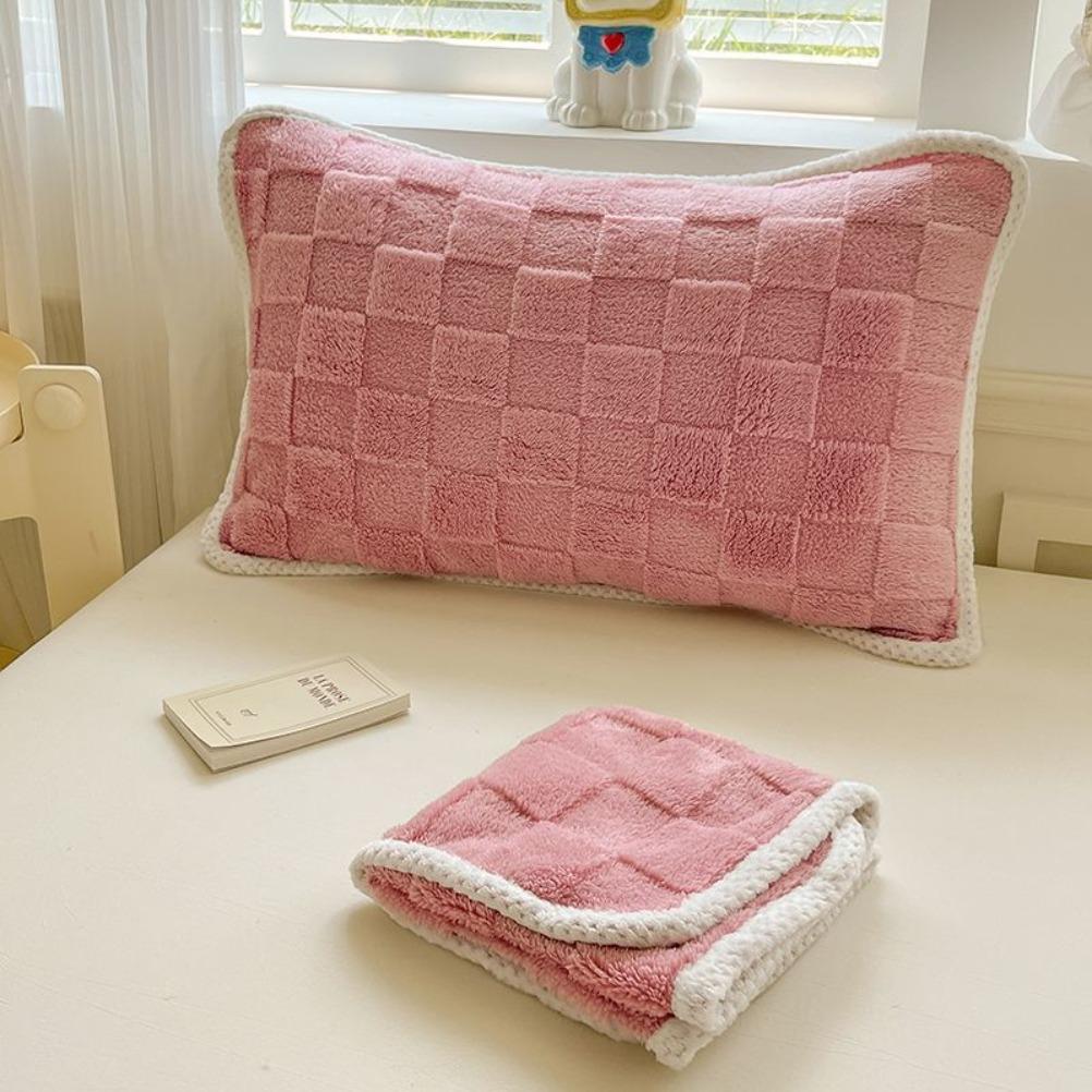 Tafu Velvet Pillow Cover with Ties Anti Slip Pillow Towel Without Shedding Hair Pillow Case Thickened Milk Velvet Pillows Towel