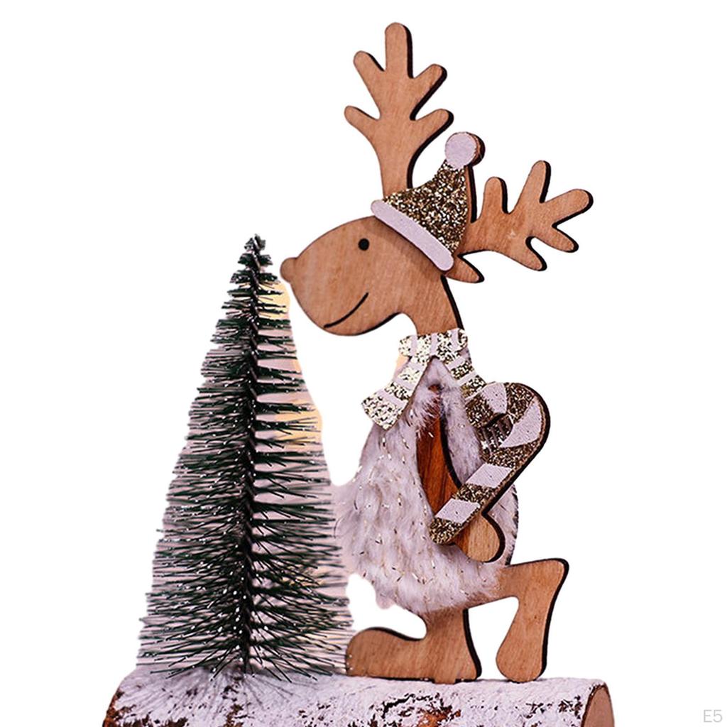 Christmas Table Decoration Wooden Centerpieces Elk Tree Winter Rustic Kitchen