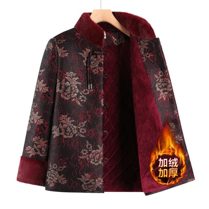 Winter velvet cotton-padded coat wife jacket thickened warm old cotton-padded jacket