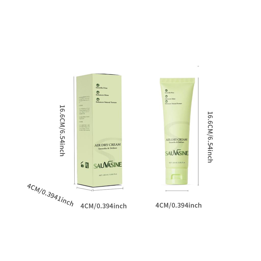 SAUVASINE Crema de Secado al Aire Fijación Natural Crema de Peinado Antifrizz Acondicionador sin Aclarado para Cabello Rizado Hidratante Voluminizador