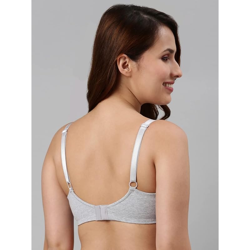 Enamor Non Padded Wirefree Full Coverage Stretch Cotton Ultra Smoothening Tshirt Bra for WomensA0 (A0 Greymelange