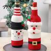 Christmas Dinner Party Favors Wine Bottle Cover, Holiday Knitted Champagne Bag, Snowman Santa Sweater Claus Elk for New Year Decoration Festive Table