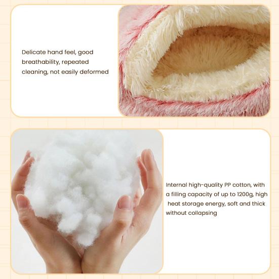 Round Hooded Plush Pet Bed Semi-Enclosed Indoor Small Cat Dog Cave Bed Winter Warm Kitten Puppy Sleeping Nest Pet Supplies