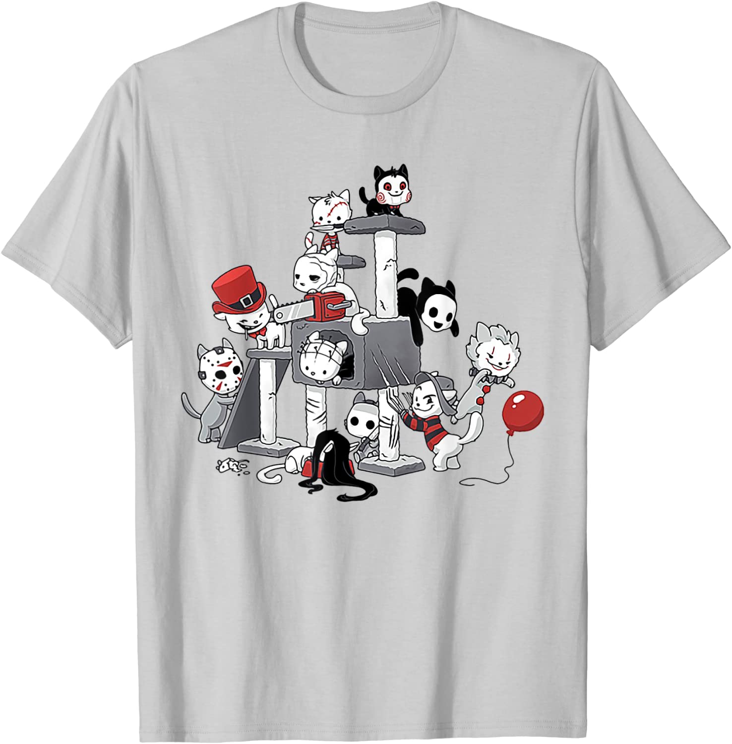 

Horror Movies Cat Funny Halloween T-Shirt Tops Tees Hip Hop Normal Cotton Men s T Shirt Normal S