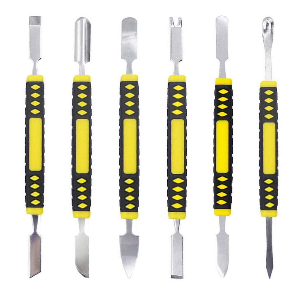 6 in 1 Mobile Phone Prying Tool Kit Dual End Metal Scraper Crowbar Heavy Duty Professional Smartphone Tablet Repair