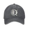 Sun Moon Celestial Graphic Washed Denim Baseball Cap Unisex Vintage Adjustable Dad Hat