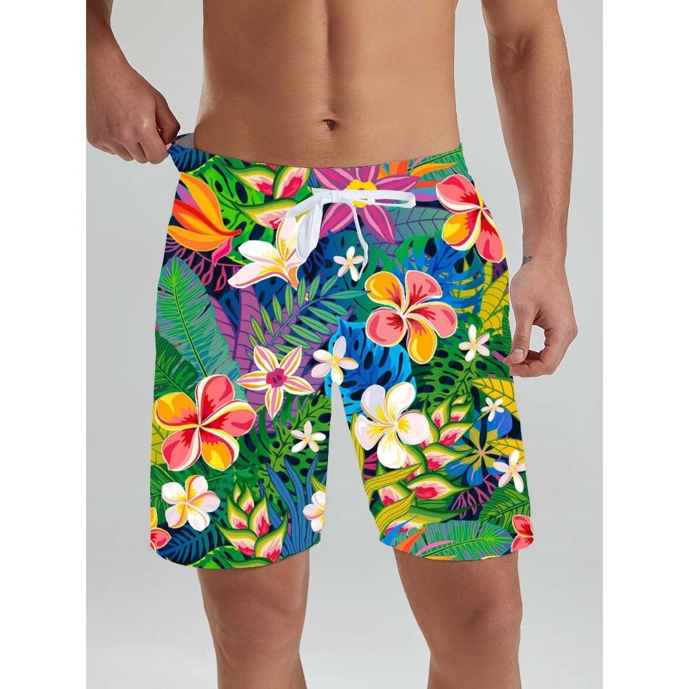 Hawaiian Men's Beach Shorts Tropical Plant Beach Patterns 3D Printed Men's Shorts 2025 New Swin Trunks Vacation Men's Clothing