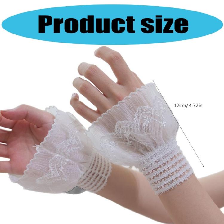Elegant Lace Wristbands Ruffled Flower Detailing Elastic Hand Gloves Cuff Extention For Weddings And Daily Wear