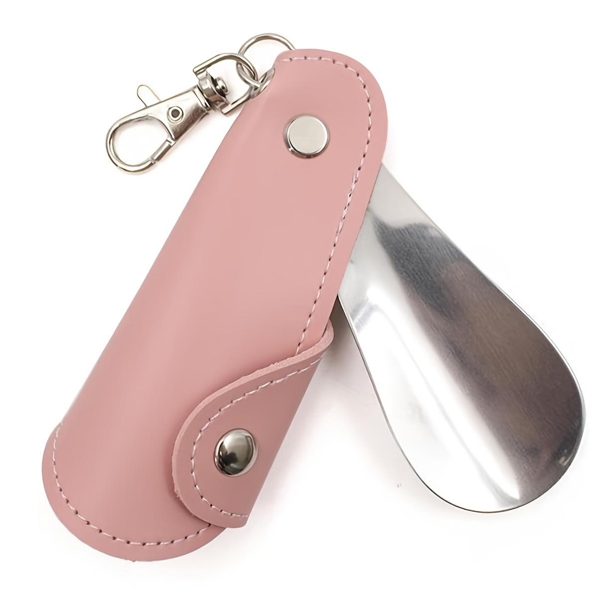 

1PC Portable Keychain Shoe Horn,Stainless Steel Foldable Shoehorn for Home Travel,Stylish Design with Sturdy Metal Build рожевий