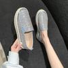 Spring and autumn new muffin platform single shoes large size round head colored rhinestone flat bottom lazy shoes women