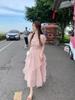 French square collar sweet gentle wind dress women's summer women's clothing waist thin ruffle edge long fairy skirt