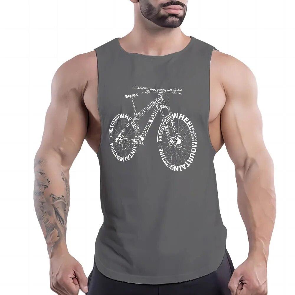 

Летняя мужская повседневная спортивная жилетка с круглым вырезом для взрослых, креативная велосипедная удобная трендовая футболка с 2d принтом, простая дышащая футболка без рукавов L зелёный