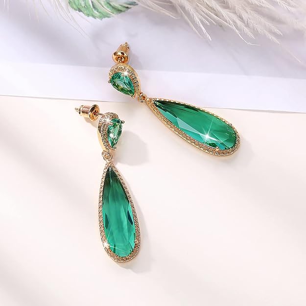 Crystal Studded Gold Plated Dangle Earrings Fashion Wear Stylish Jewellery Gift for Girls & Women