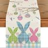 Easter Bunny Tail Table Runner Single Print Cute Decorative Durable Lightweight Easter Party Family Meal Home Kitchen Use Runner