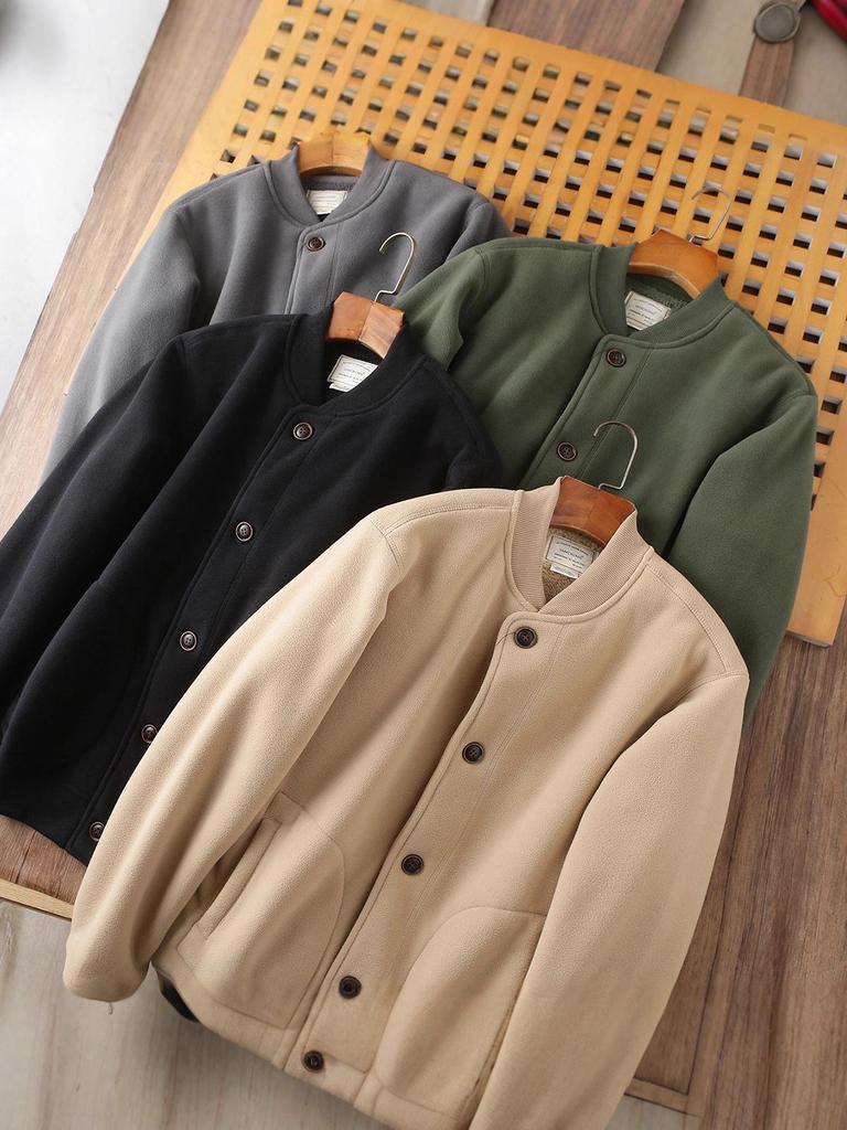 2026 New Style Double-Sided Fleece-Lined Baseball Jacket - Unisex Thickened Warm Outerwear for Autumn/Winter