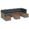 VidaXL Ensemble de canapé de jardin 8 pièces avec coussins gris poly rattan acacia 3348045