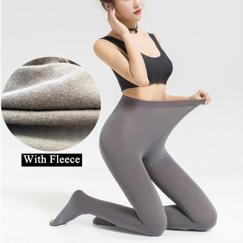 Plus Size Sexy Women Insulated Tights 12 Warm Winter Fleece Pantyhose Female High Waist Stretchy Warm Tights for Autumn Spring