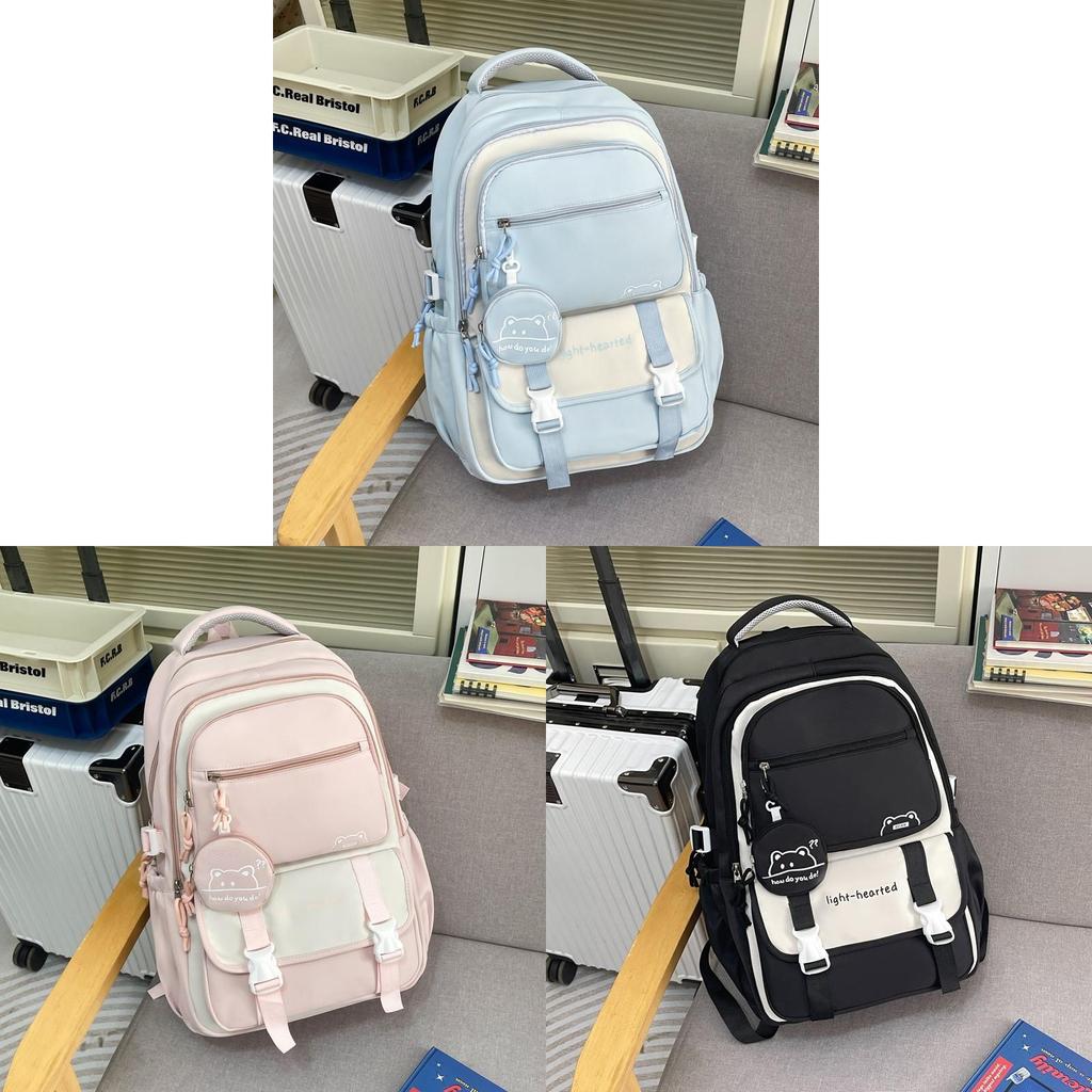 Youthful Candy Color Backpack With Fabric For School And Travel Use