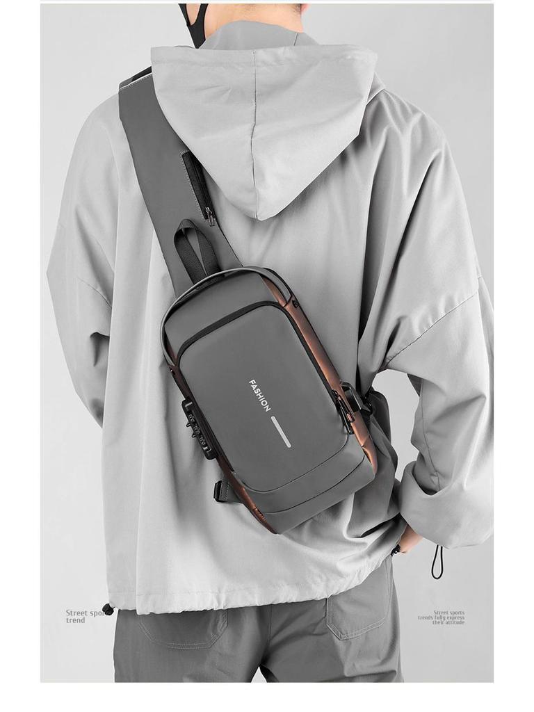 Men's USB Charging Water-Repellent Crossbody Chest Bag