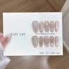 10Pcs Nude White Handmade Cat Eye Press On Nails Glossy Almond Shape With Heart Diamond Bowknot Nail Art Fake Nails