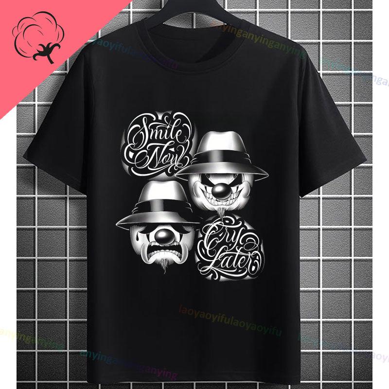 Unisexs Funny Comedy Tragedy Masks White Roses Art Graphic Tshirt Shortsleeve Pure Cotton Fashion Streetwear Casual Tshirt