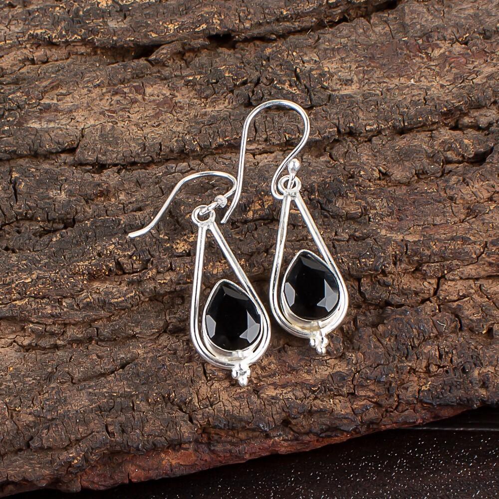 

Black Onyx Gemstone 925 Sterling Silver Handmade Jewelry Earrings 1.50 For Gift EE-14-16