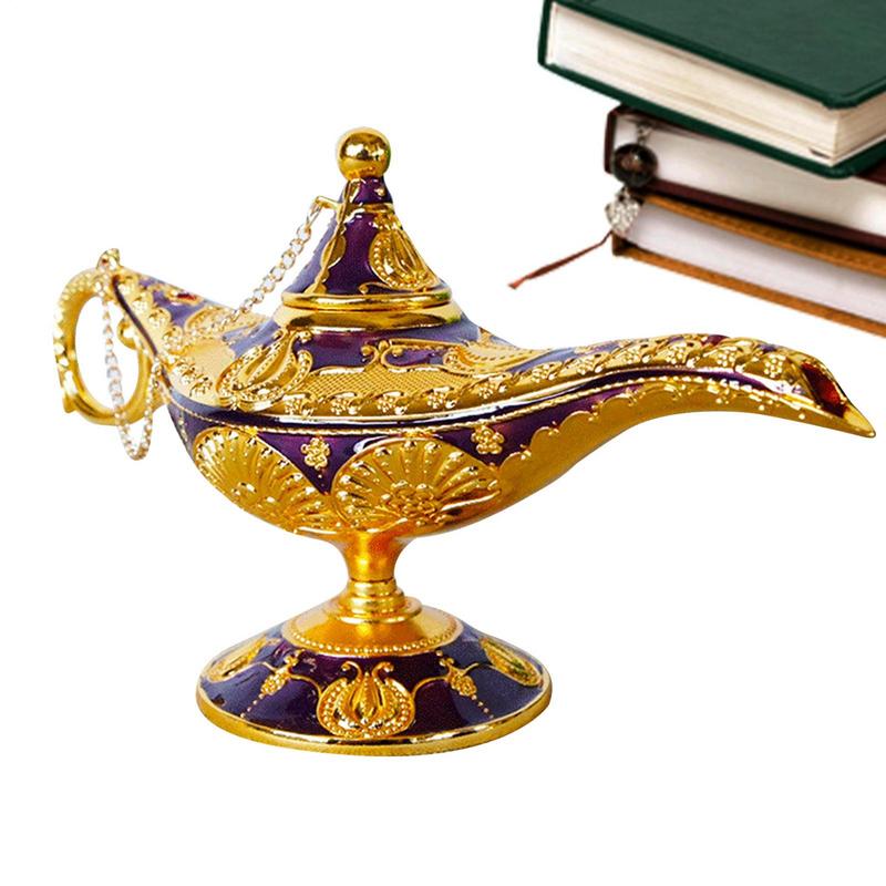 Legendary Aladdin Lamp Vintage Aladdin Lamp Metal Crafts Classic Arabian Costume Props Tabletop Decor for Wedding Party