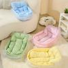 Four-season cat sofa bed with ruffle design, soft and anti-hairball. Fits cats and small dogs, multiple colors available.