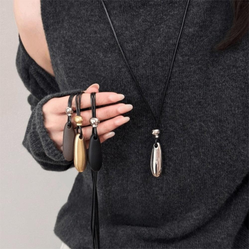 Water Drop Shaped Drop Shaped Necklace Metal Long Clavicle Chain Simple Long Necklace  Outdoor
