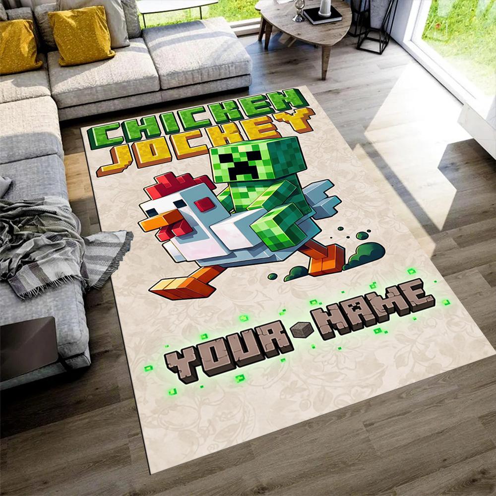 Minecraft Personalized Name Area Rug Suitable for Entryway Bedrooms Game Room Living Rooms Anti-slip Rug Decorate Offices Best for Christmas