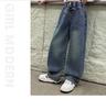 Girls' Autumn 2026 Trendy Wide Leg Street Style Jeans for Kids