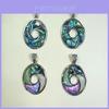 Shell Inlay Geometric Pendant Necklace With Diy Charm For Fashion Enthusiasts