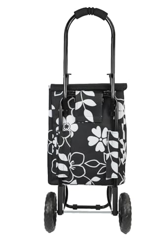 Rep cocoro Shopping Cart, 22L, Flower Black, with Flap & Cooler Function, and Bag-in-Bag