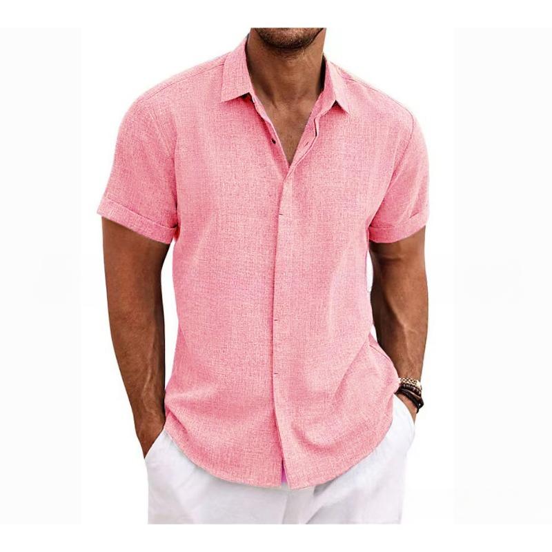 Casual Loose Solid Color Top Men's Short Sleeved Shirts