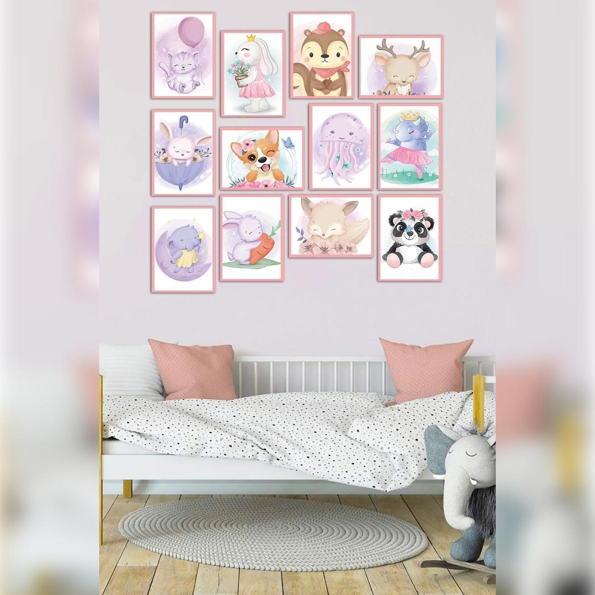 

Scandinavian Animals 12-Piece Girls Room MDF Wall Art Set – Nordic Animal Decor