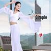White Chiffon Flowy Yoga Top: Sleeved Dance Rhythm Modal for Performance and Spirit.