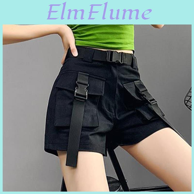 Y2k High Casual Waist Cargo Shorts Women Harajuku Loose Slim Pockets Streetwear Pants Fashion Summer Wide Leg Straight Trousures